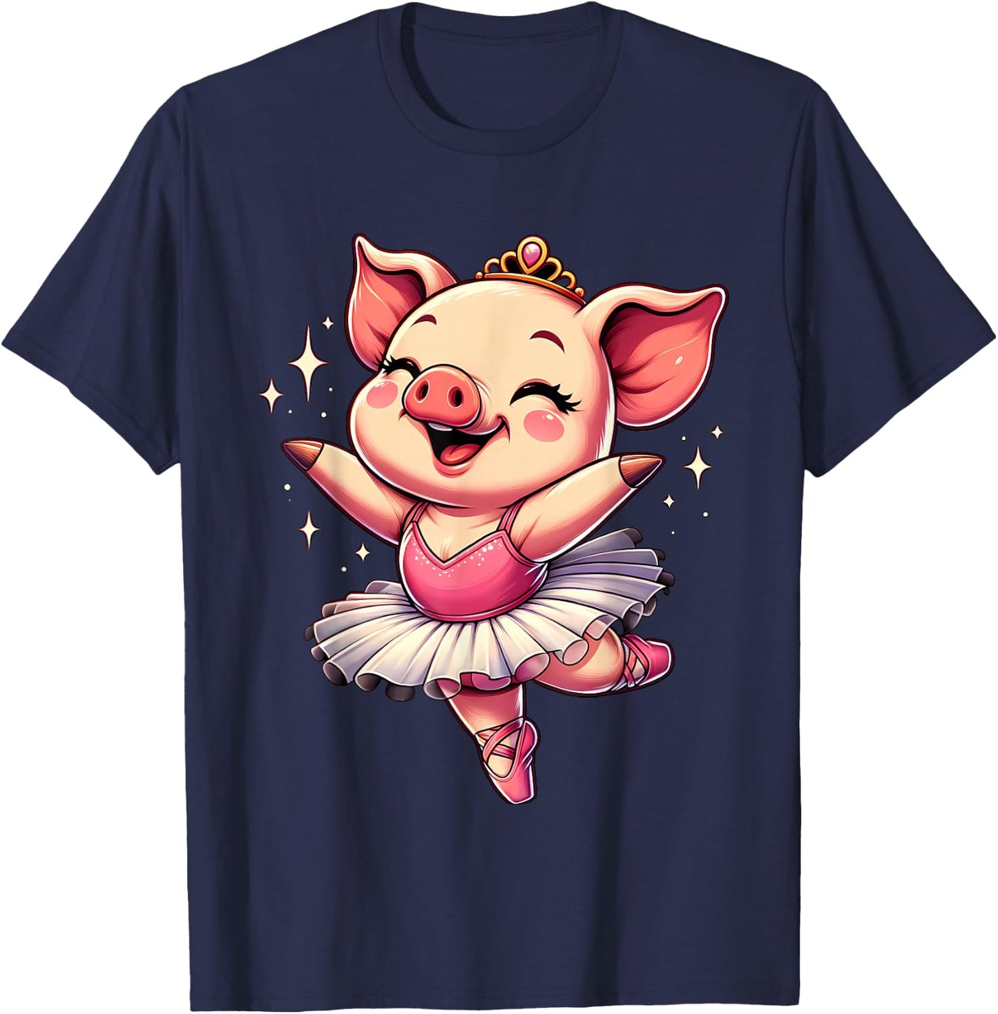 Ballerina Pig Dancing T-Shirt - T-Shirt | Navy