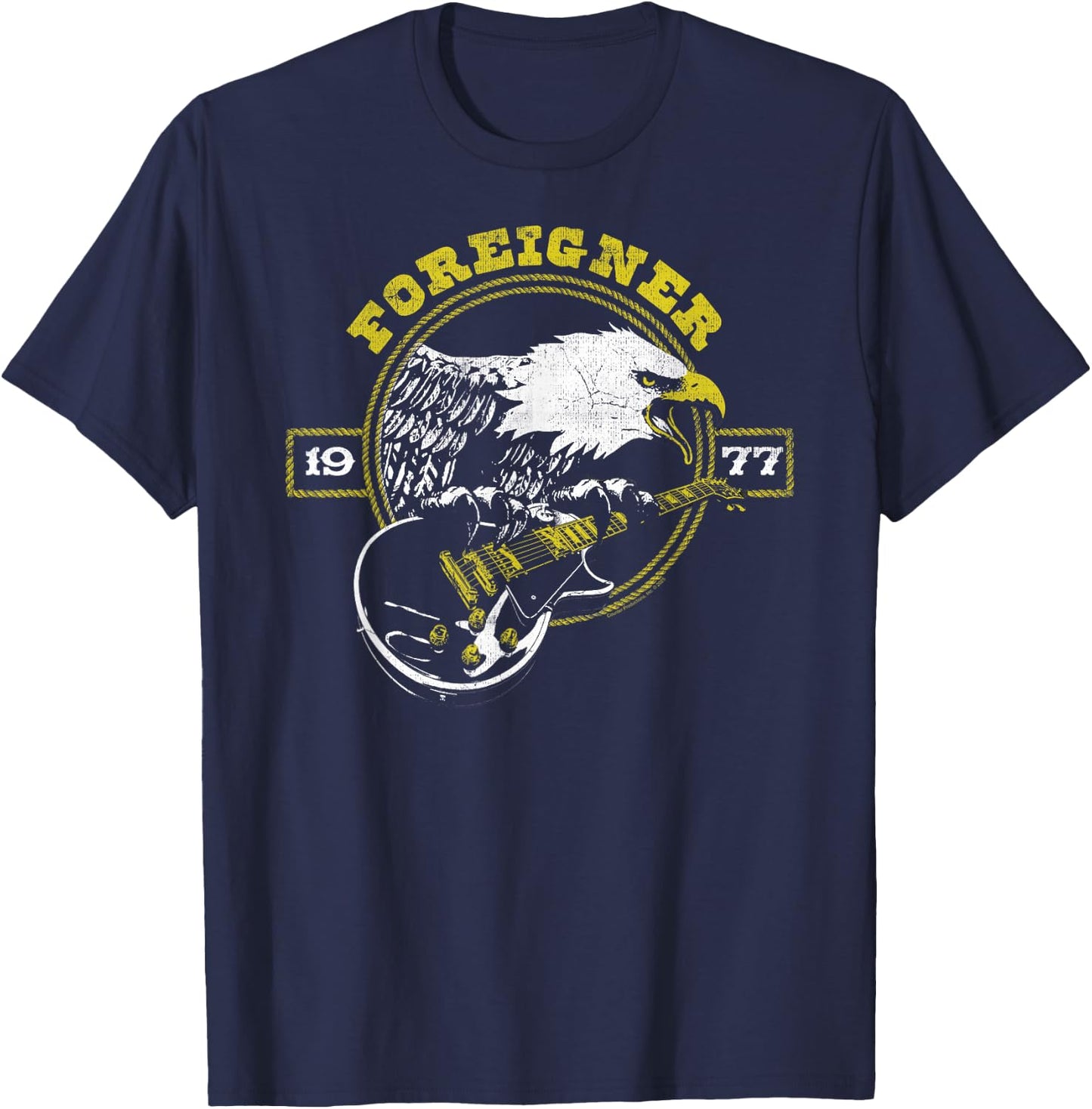 Foreigner 1977 Eagle with Guitar Vintage Band T-Shirt - T-Shirt | Navy