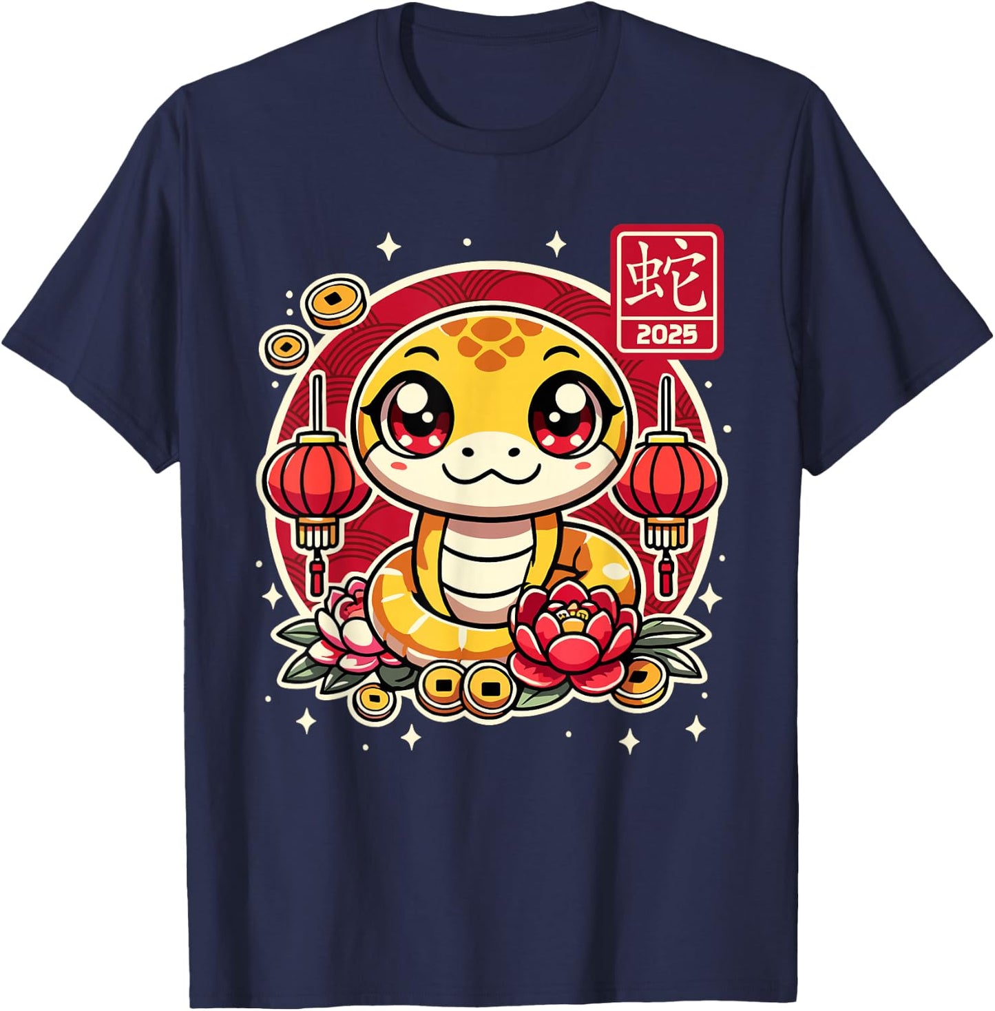 Happy Chinese New Year of the Snake 2025 Lunar Zodiac Kids T-Shirt - T-Shirt | Navy