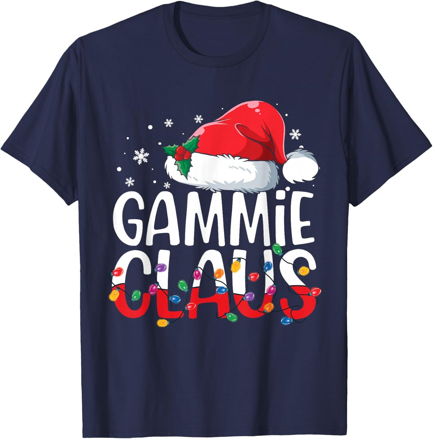 Gammie Claus Family Matching Christmas Pajamas Santa Hat T-Shirt - T-Shirt | Navy