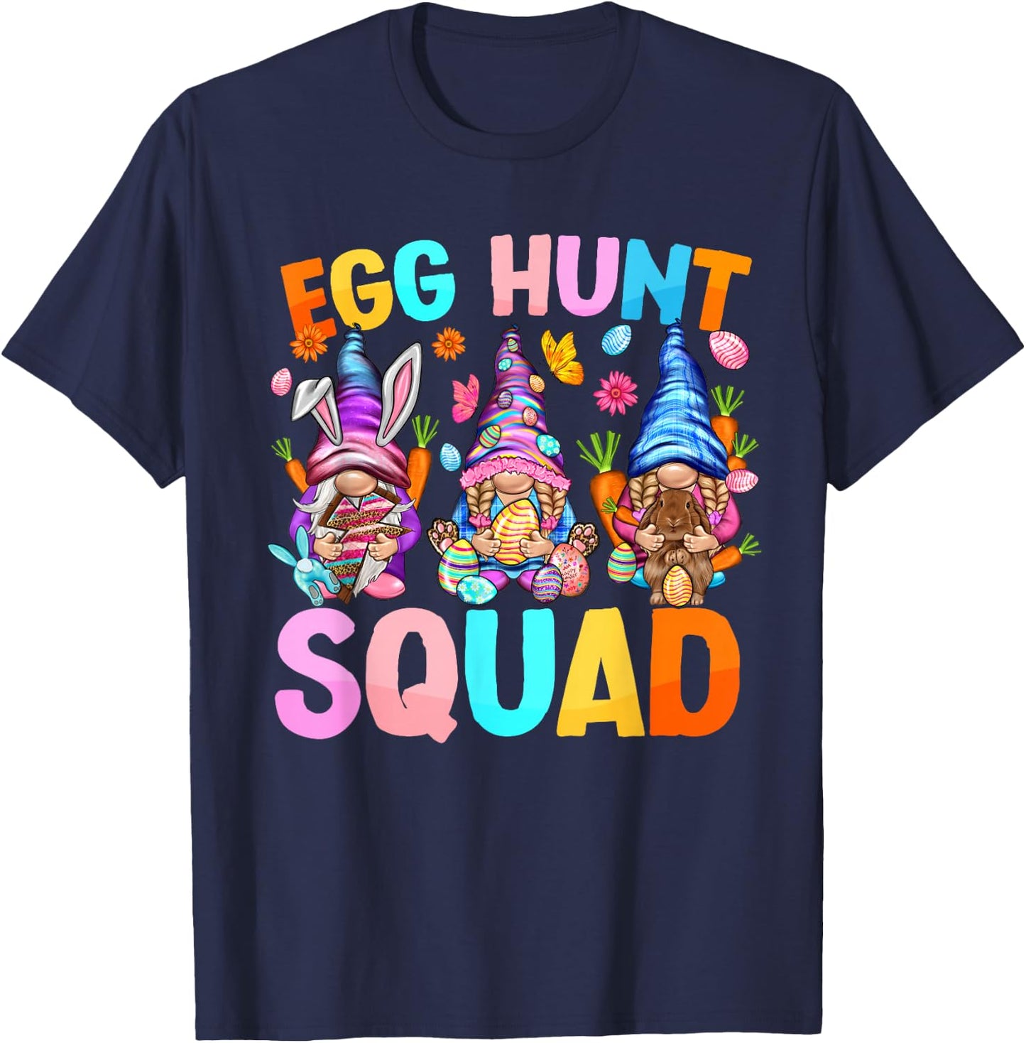 Egg Hunt Sqaud gnome Easter Day Gnome Rabbit Easter gnomies T-Shirt - T-Shirt | Navy