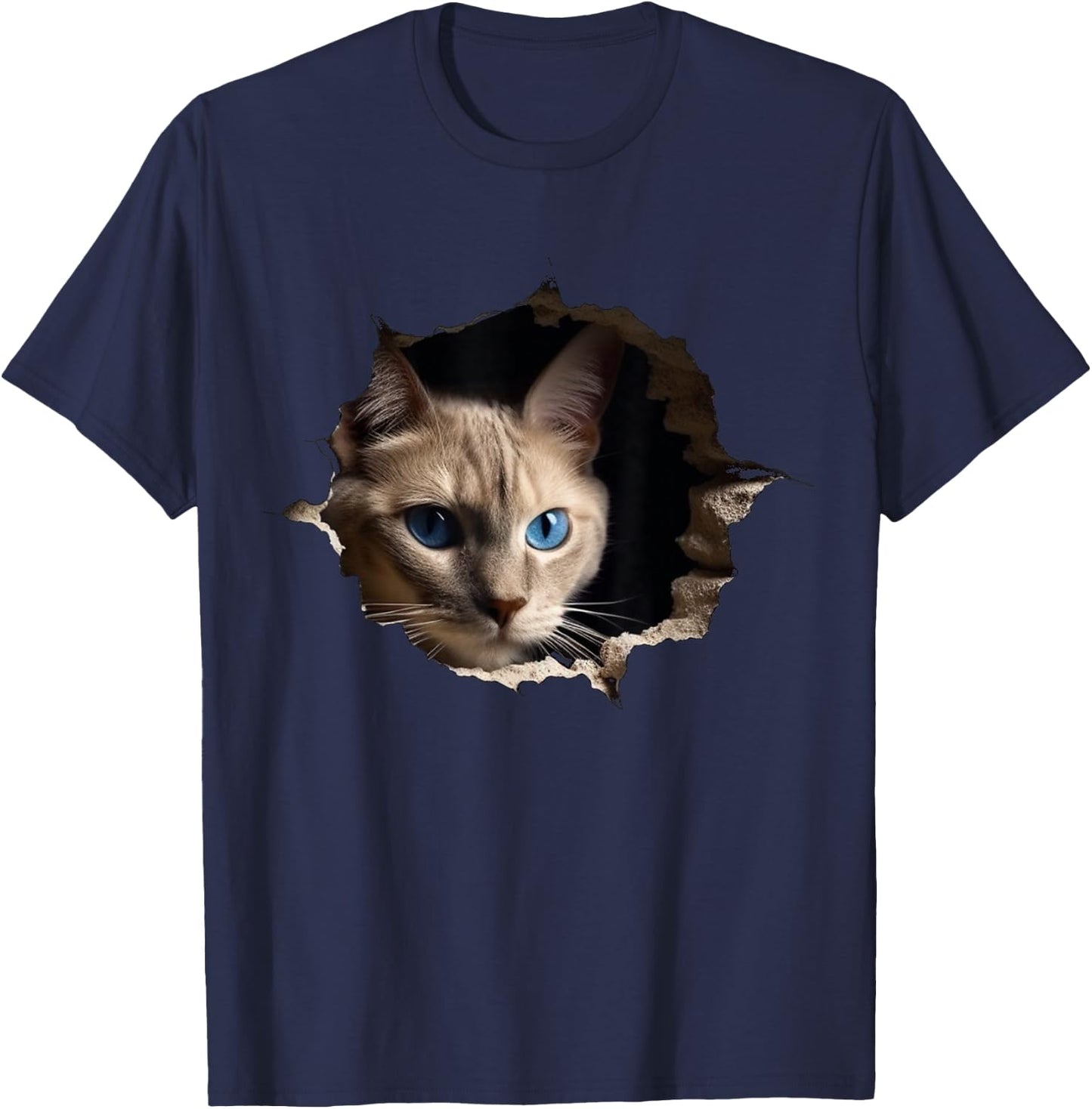 @n!mal Katze Wand Tiere Katzenmotiv Tier Katze Schwarz -Erwachsene und Kinder Klein T-Shirt - T-Shirt | Navy