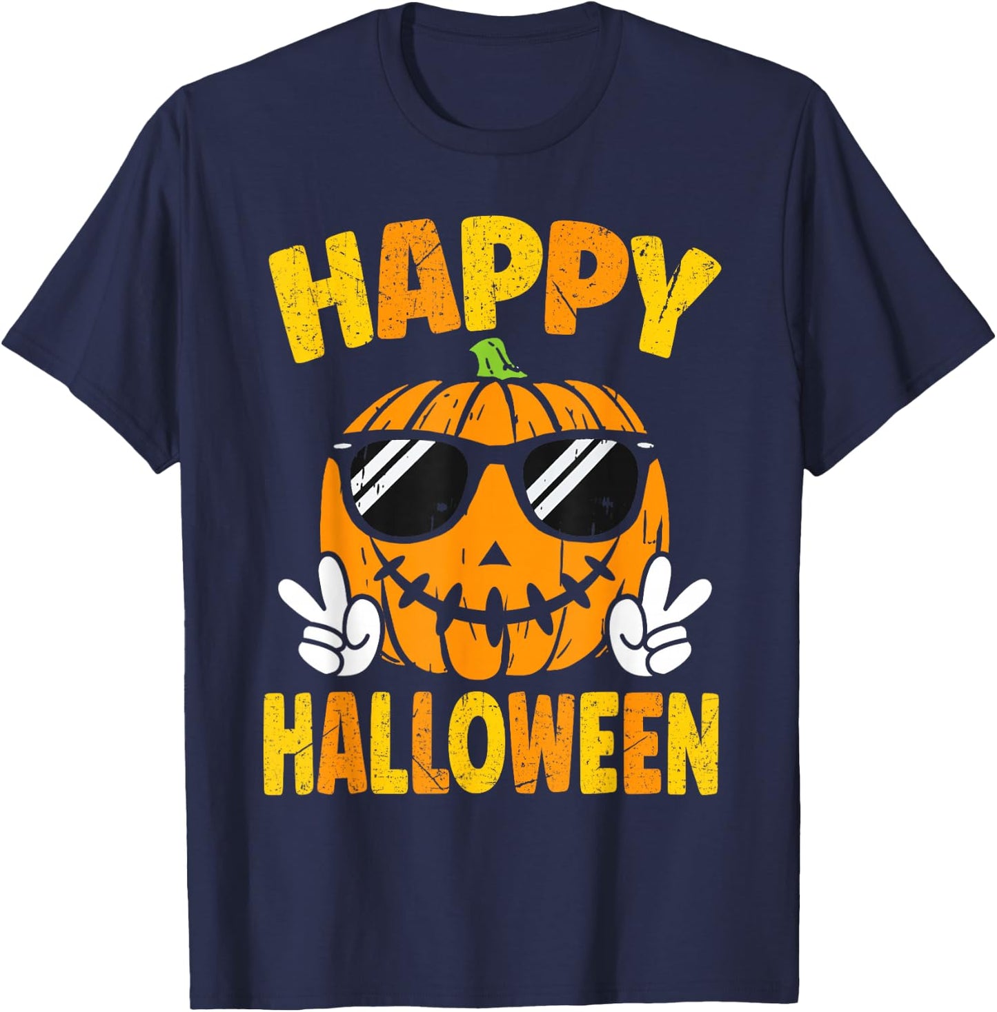 Trick Or Treat Halloween 2025 Spooky Pumpkin Costume Men Boy T-Shirt - T-Shirt | Navy