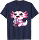 Kawaii Axolotl Boba Tea Anime Bubble Tea Axolotl T-Shirt - T-Shirt | Navy