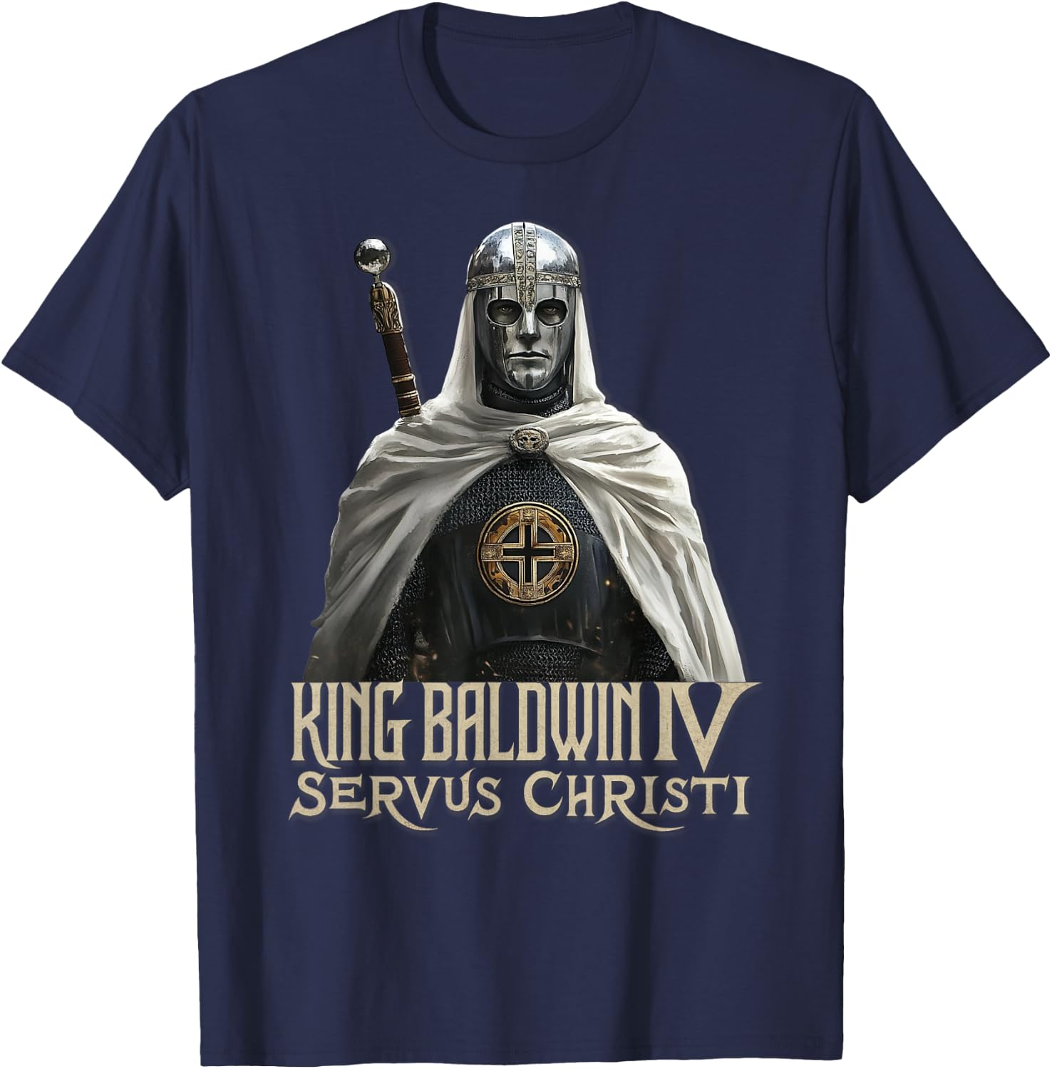 King Baldwin IV Jerusalem Cross Catholic T-Shirt - T-Shirt | Navy