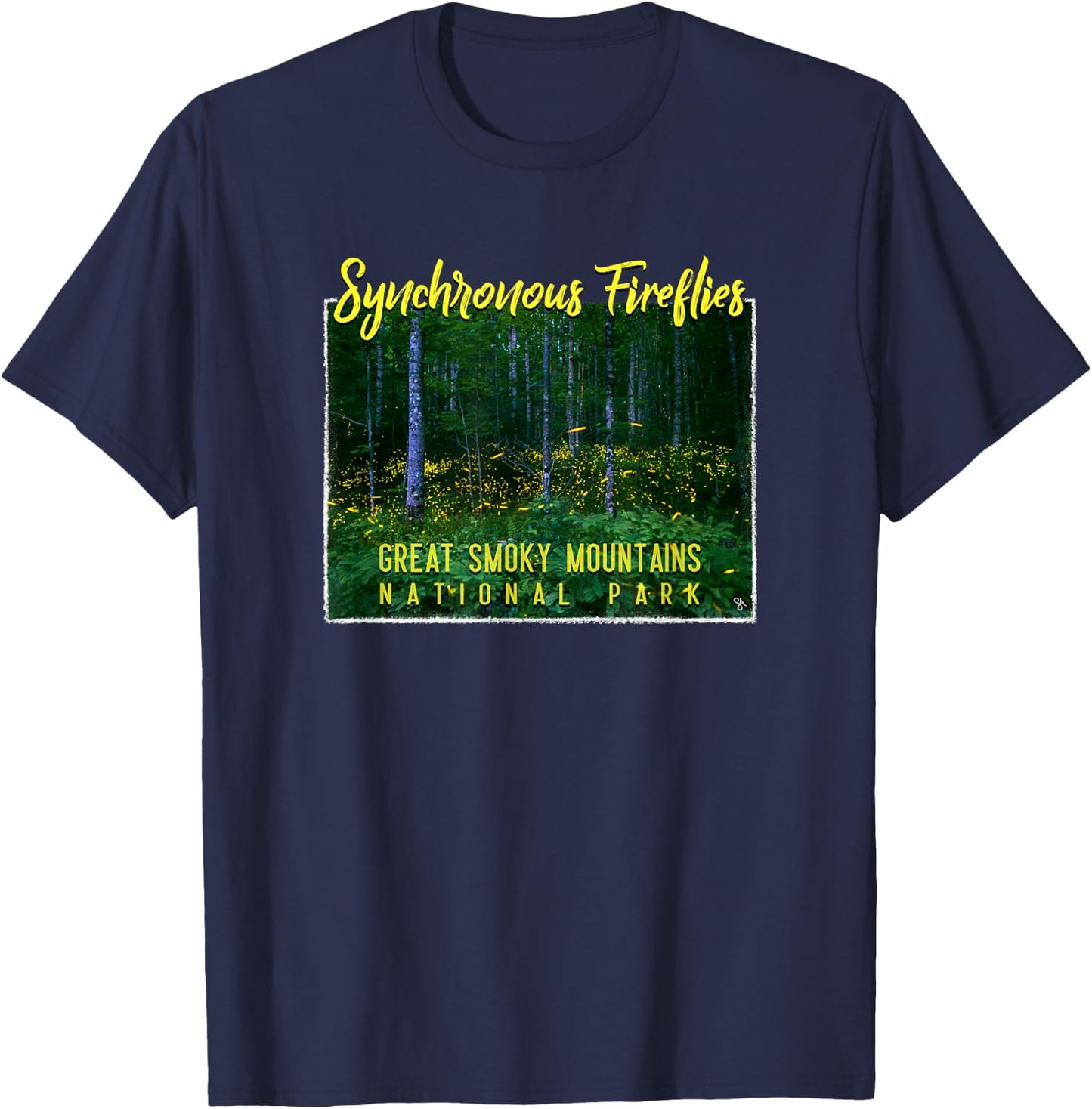 Great Smoky Mountains National Park Synchronous Fireflies T-Shirt - T-Shirt | Navy