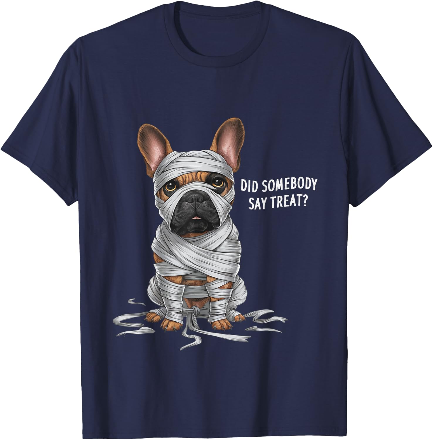 French Bulldog Mummy Halloween Dog T-Shirt - T-Shirt | Navy