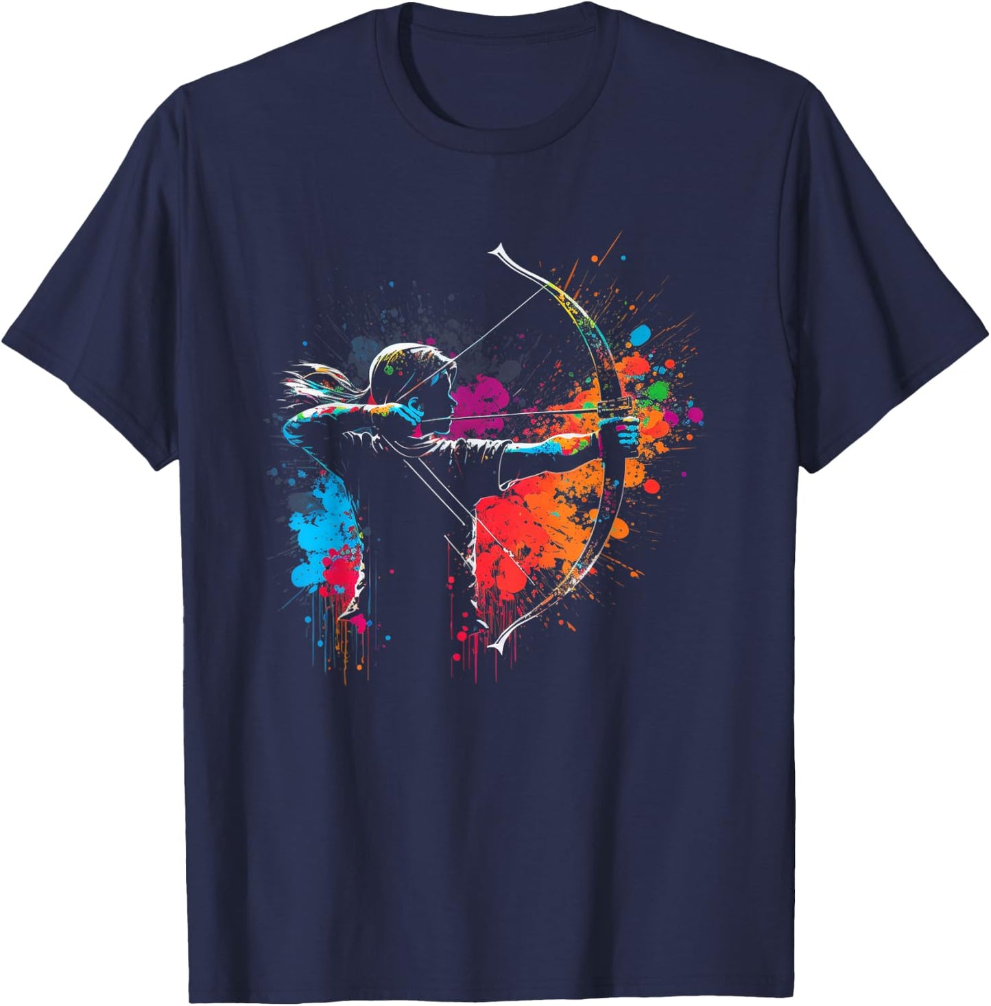 Archer Splash Art Archery Retro Arrow and Bow , black T-Shirt - T-Shirt | Navy