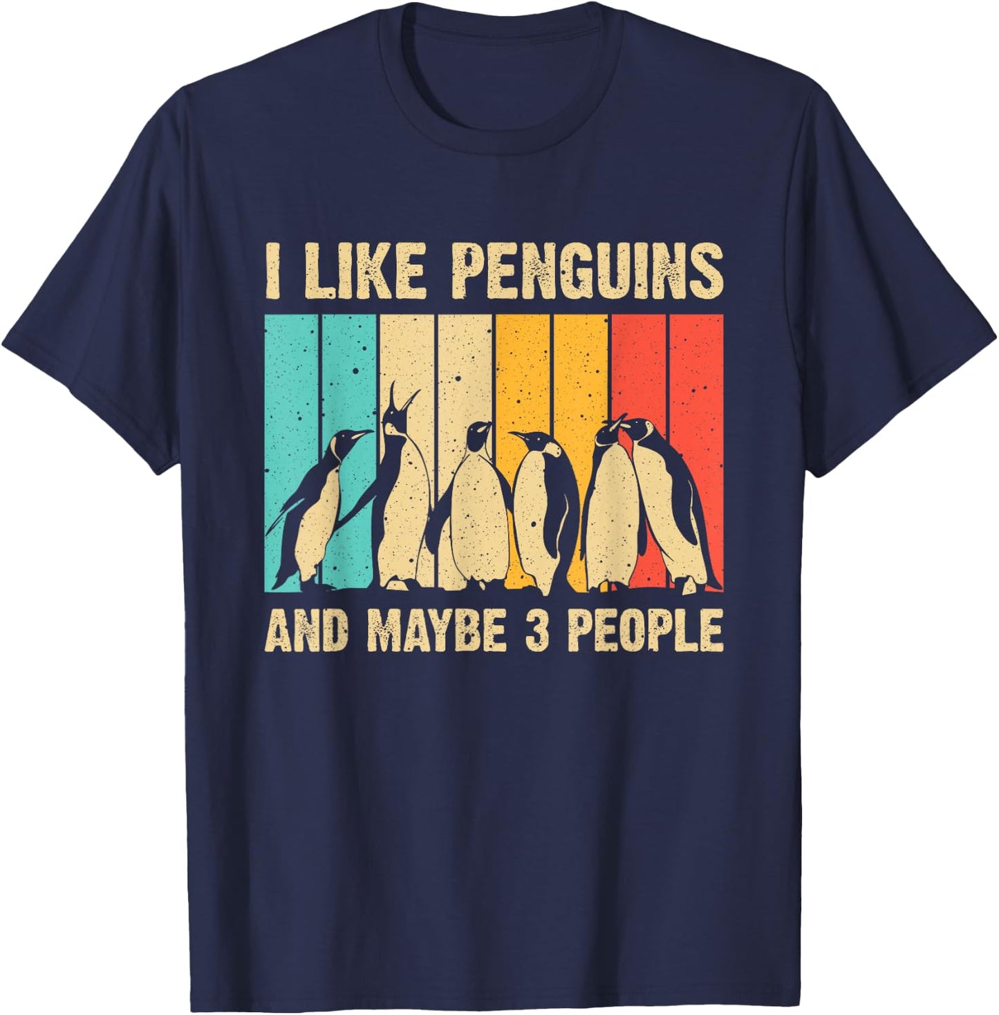 Cute Penguin Design Women Kids Retro Penguin Lover T-Shirt - T-Shirt | Navy
