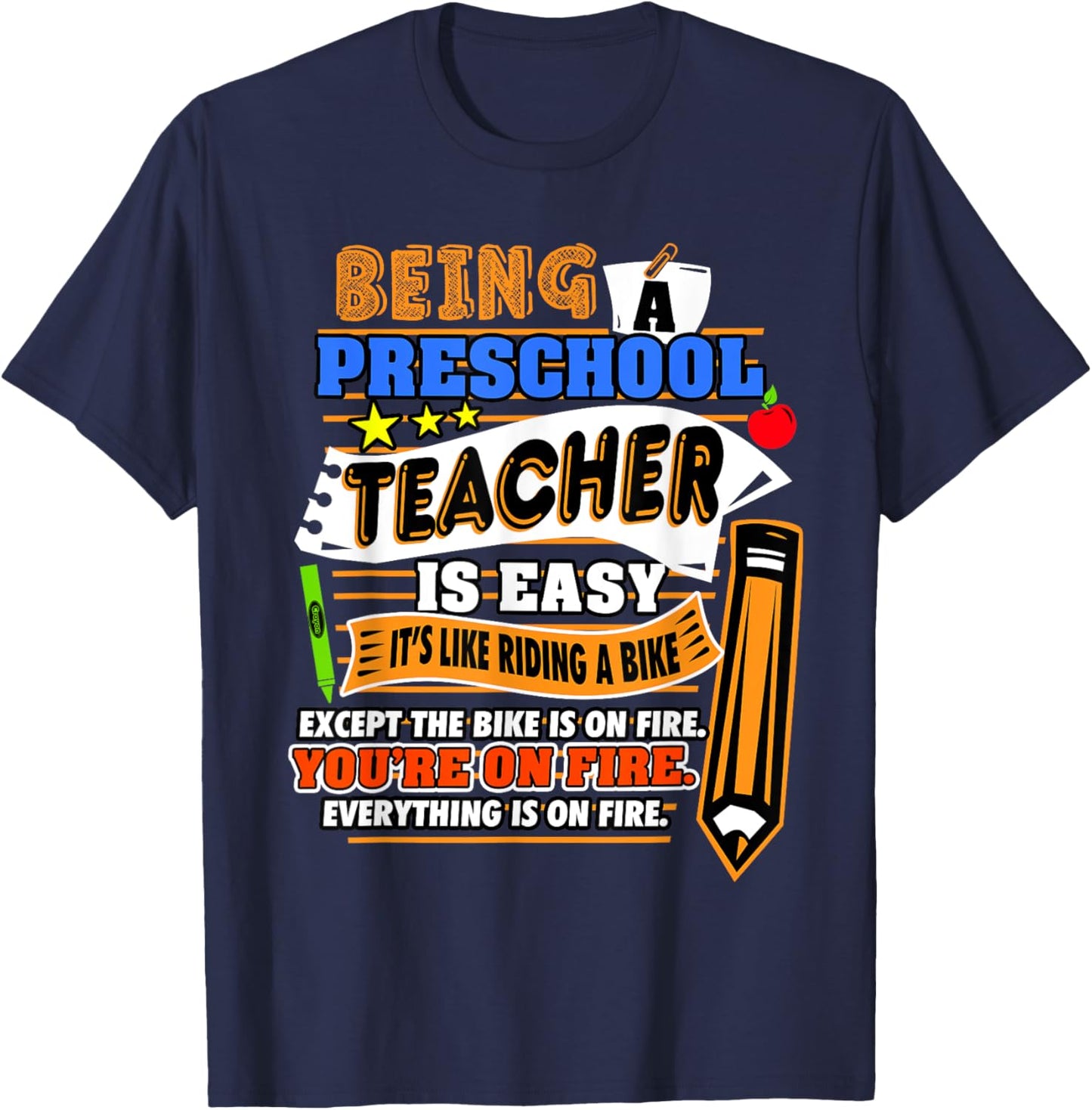 Funny Preschool Teacher Gift Sarcastic Pre-K Men Women Kids T-Shirt - T-Shirt | Navy
