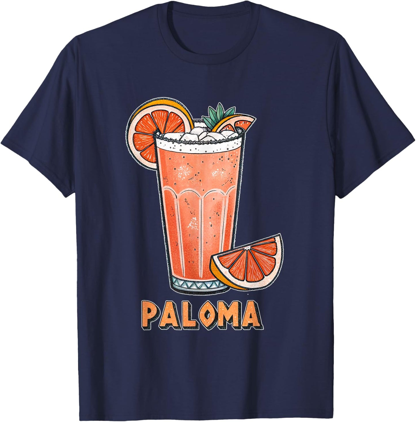 Refreshing illustration of the cocktail drink Paloma T-Shirt - T-Shirt | Navy