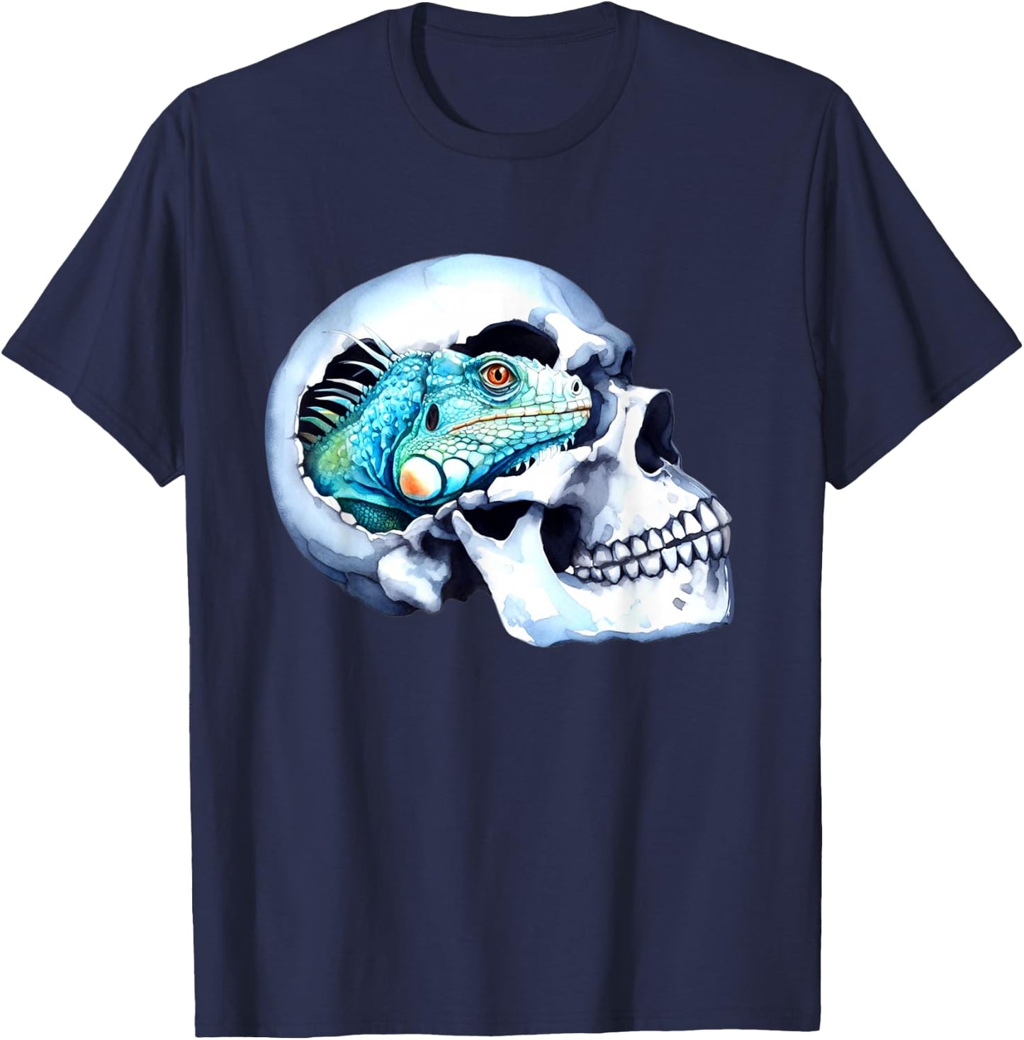 Iguana Skull Pet Lizard Reptile Skull Lovers Design T-Shirt - T-Shirt | Navy