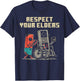Gamer Controller Respect Your Elders Funny Men Boys Kids T-Shirt - T-Shirt | Navy