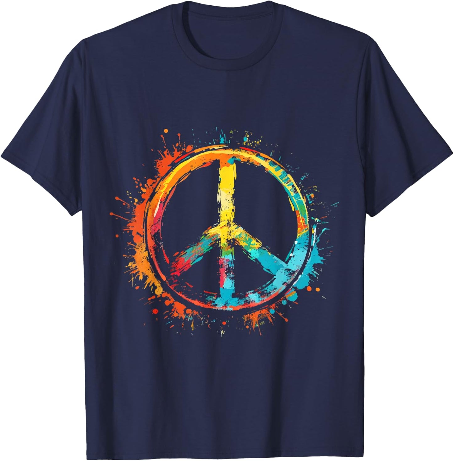 Peace Love Hippie Costume Peace Symbol 60s 70s , Black, S T-Shirt - T-Shirt | Navy