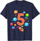 Children's 5th Birthday Boys 5 Years Planets Space Birthday , black, 80 T-Shirt - T-Shirt | Navy