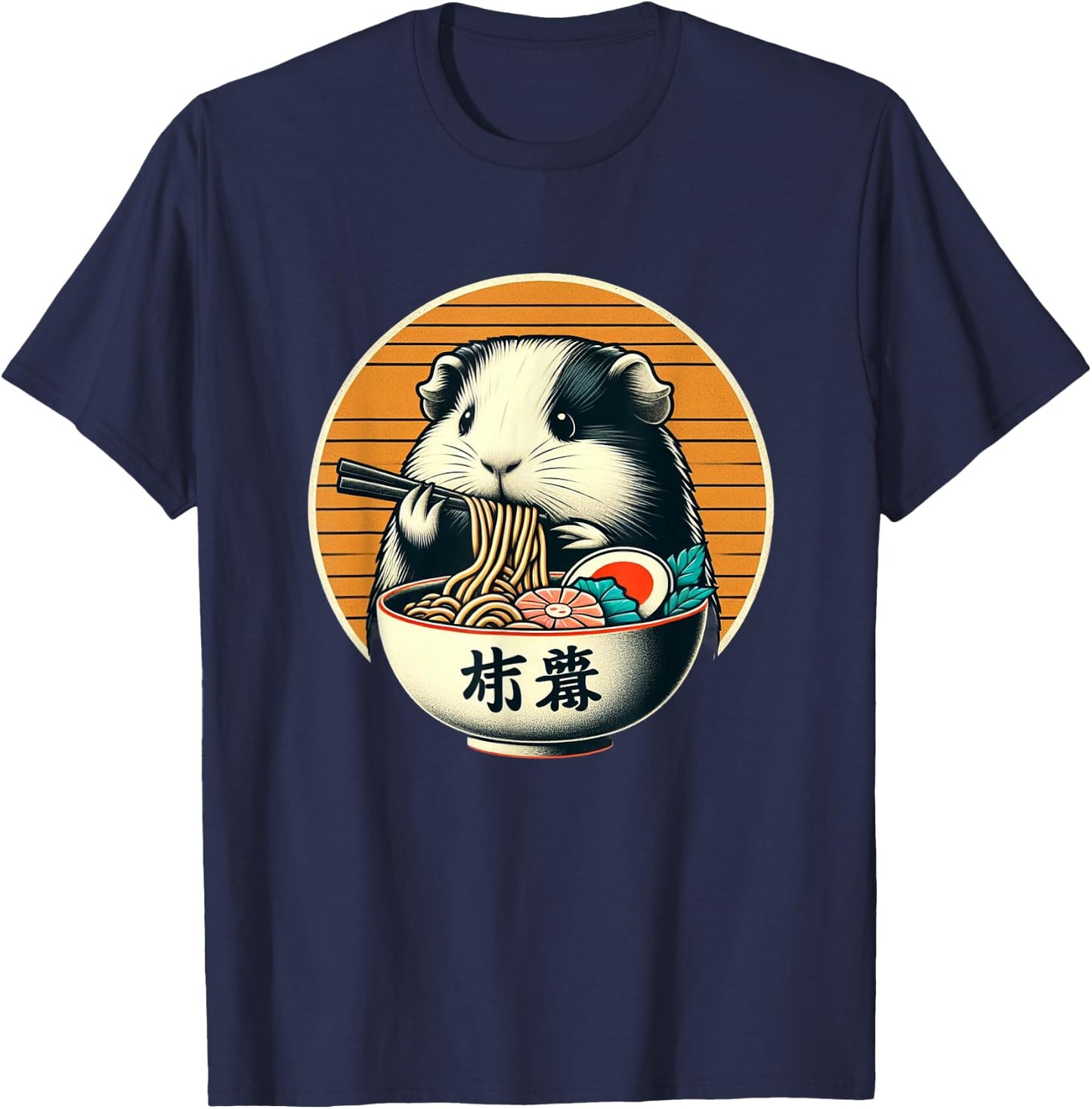 Guinea Pig Ramen Kawaii Neko Japanese Noodles Aesthetic T-Shirt - T-Shirt | Navy