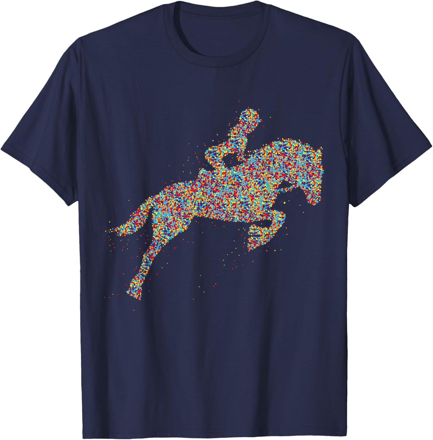 Süße Pferdesport & Pferdeliebhaber Geschenke Damen & Mädchen Frauen Reiterin Pferd Schwarz Klein Crew-Ausschnitt Kurzarm Pull-On Klassische Passform 100% Polyester T-Shirt - T-Shirt | Navy
