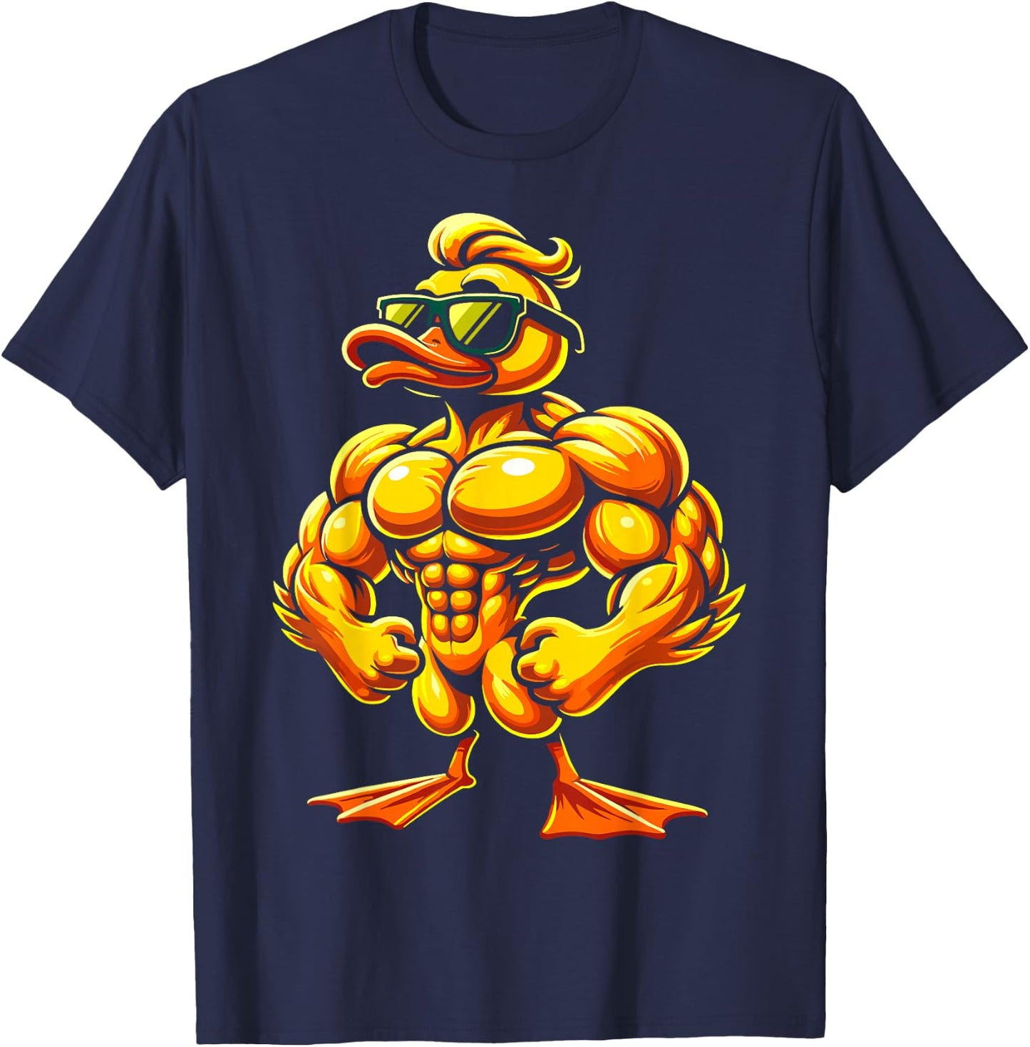 Muscular Rubber Duck with Sunglasses T-Shirt - T-Shirt | Navy