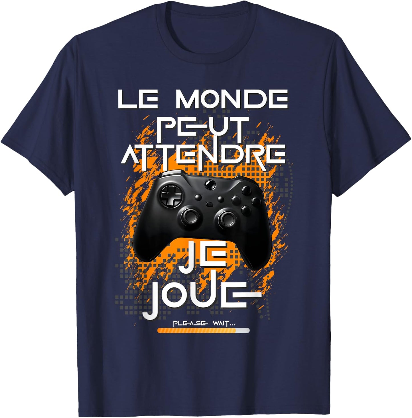 Gamer man teen passionate video games game console humor , Black, S T-Shirt - T-Shirt | Navy