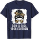 Gen X Girl 1968 Edition Cheetah Messy Bun Birthday T-Shirt - T-Shirt | Navy