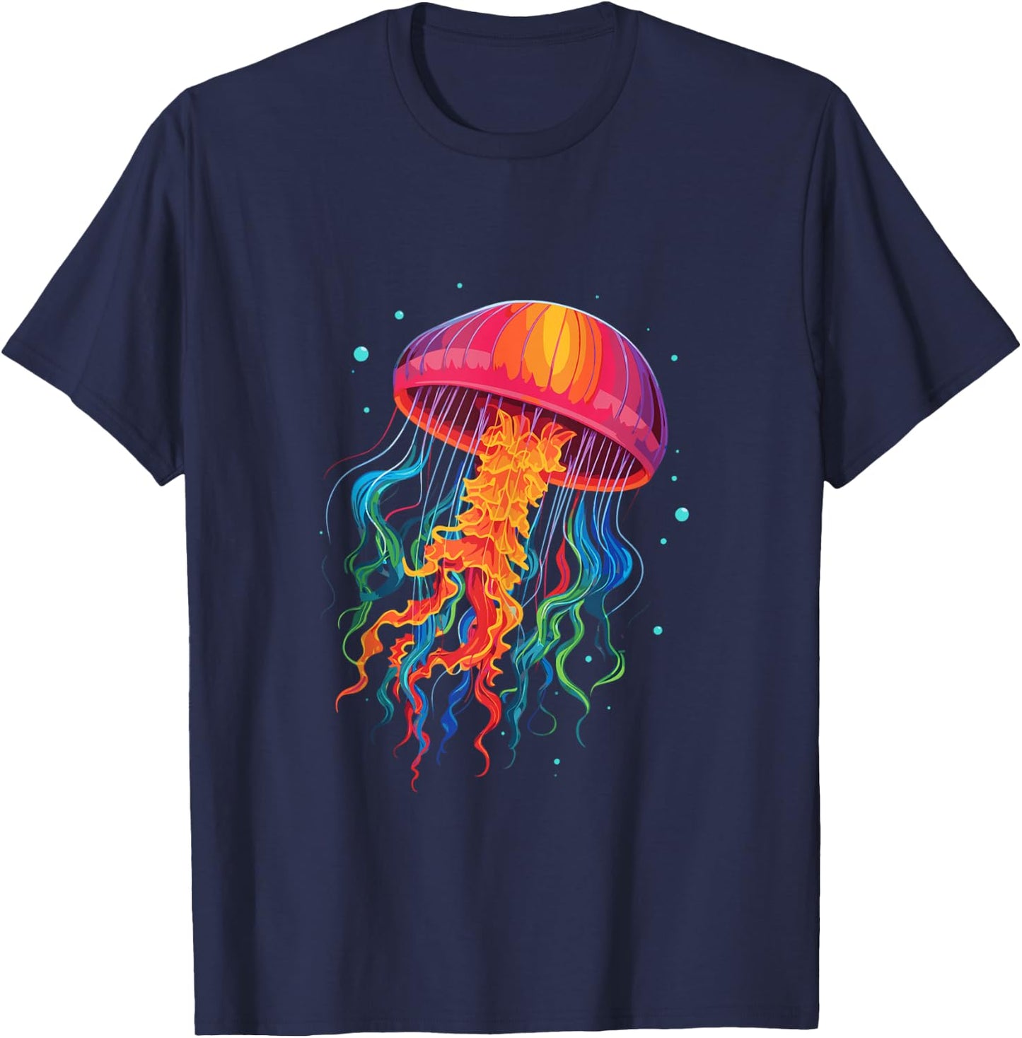 Jellyfish Ocean Animal Scuba Diving Rainbow Jelly Fish T-Shirt - T-Shirt | Navy