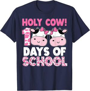 Holy Cow 100 Days Of School Teachers Students Girls T-Shirt - T-Shirt | Navy