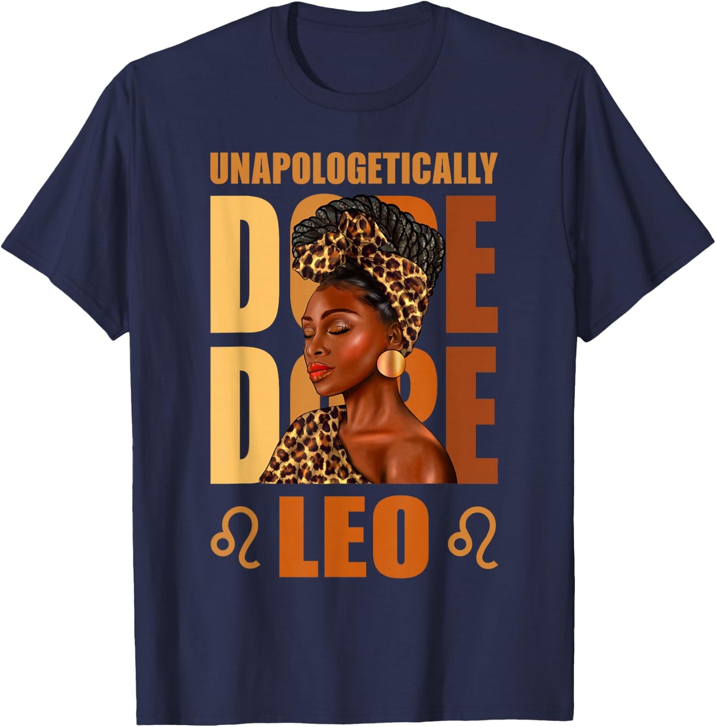 Unapologetically Cool Leo Queen Leopard Afro Women T-Shirt - T-Shirt | Navy