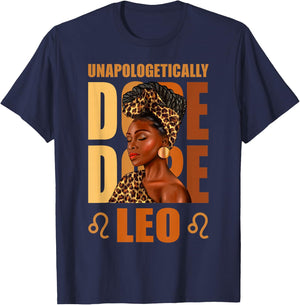 Unapologetically Cool Leo Queen Leopard Afro Women T-Shirt - T-Shirt | Navy