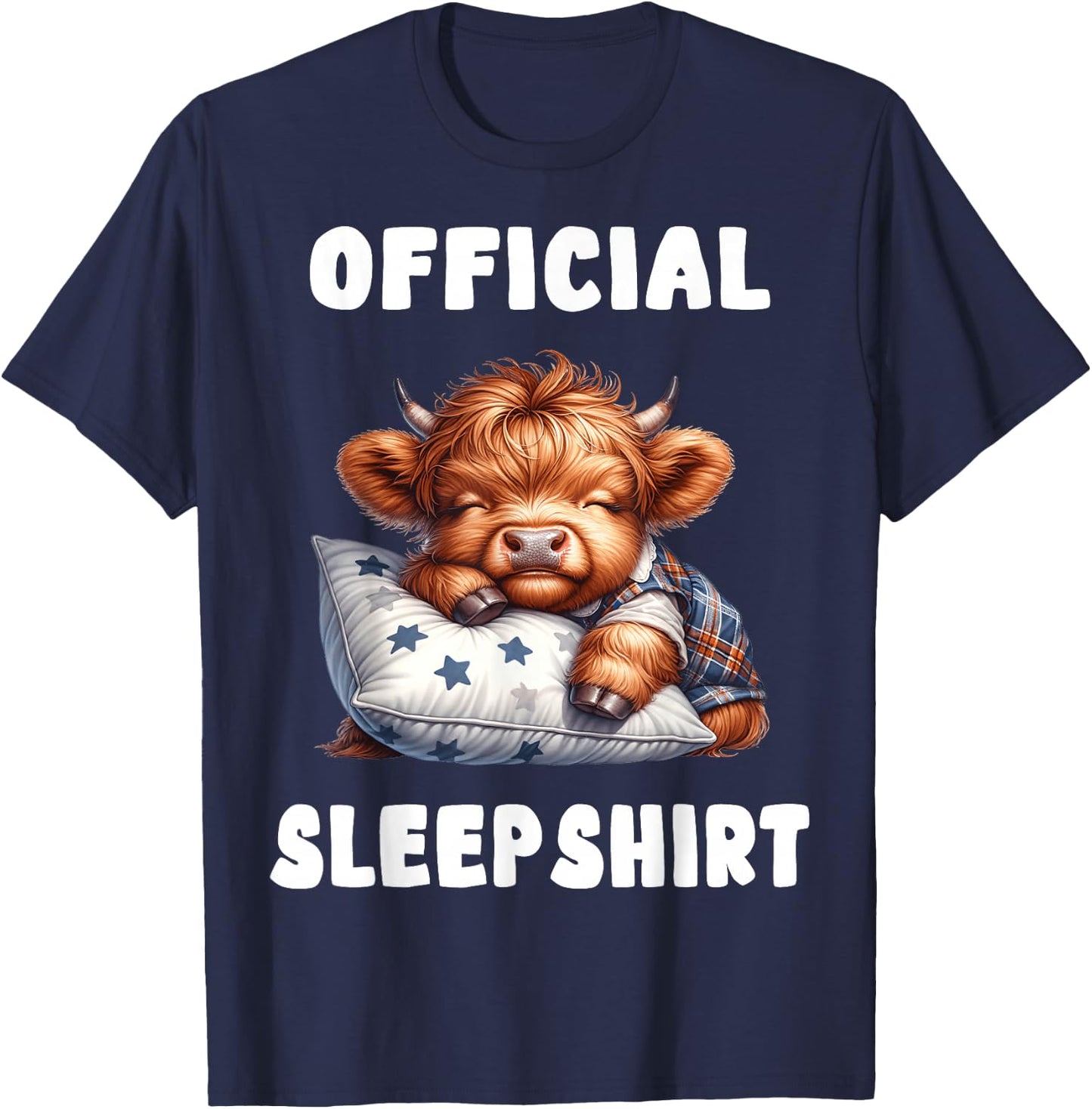 Highland_cow - Official Sleepshirt Pajamas Nightgown T-Shirt - T-Shirt | Navy