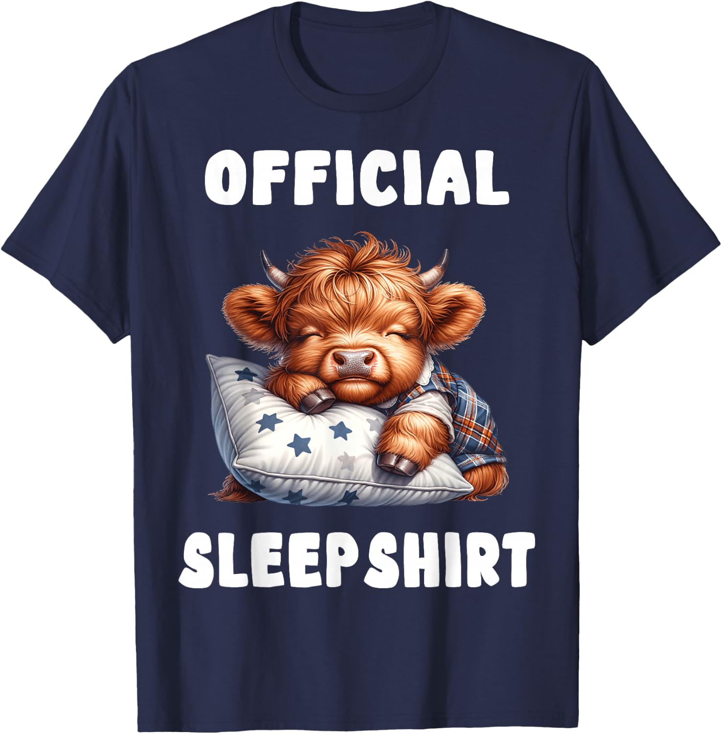 Highland_cow - Official Sleepshirt Pajamas Nightgown T-Shirt - T-Shirt | Navy
