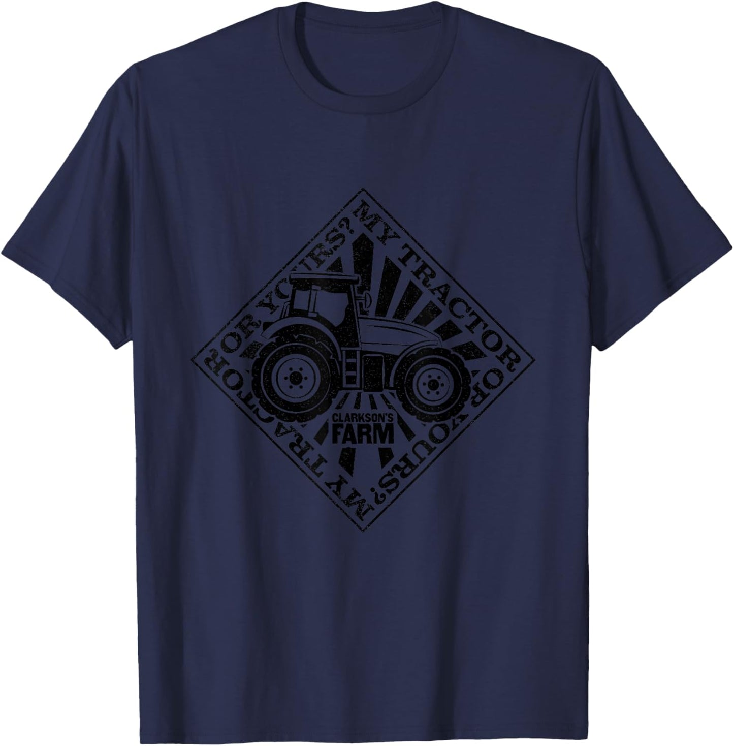 Clarkson's Farm - My Tractor or Yours - Black Logo , gray T-Shirt - T-Shirt | Navy
