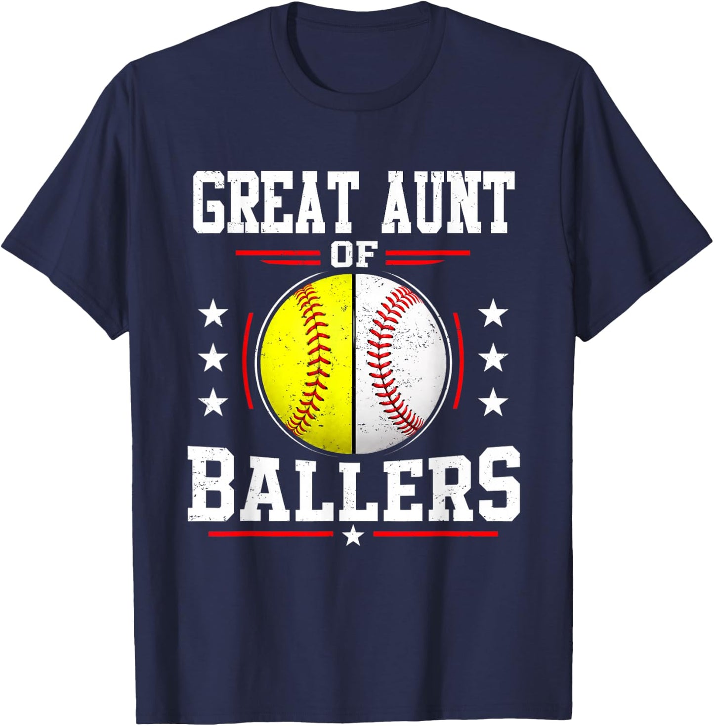 Great Aunt of Ballers Baseball Softball Aunt T-Shirt - T-Shirt | Navy