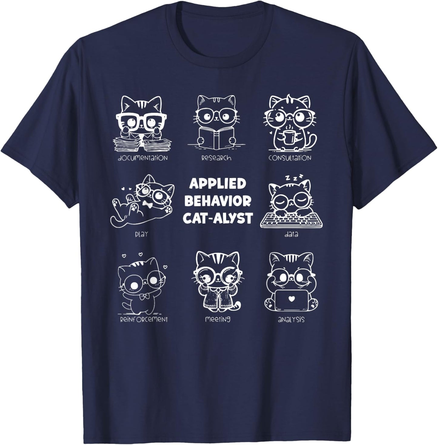 Vintage Applied Behavior Cat-alyst ABA Therapist RBT Analyst T-Shirt - T-Shirt | Navy