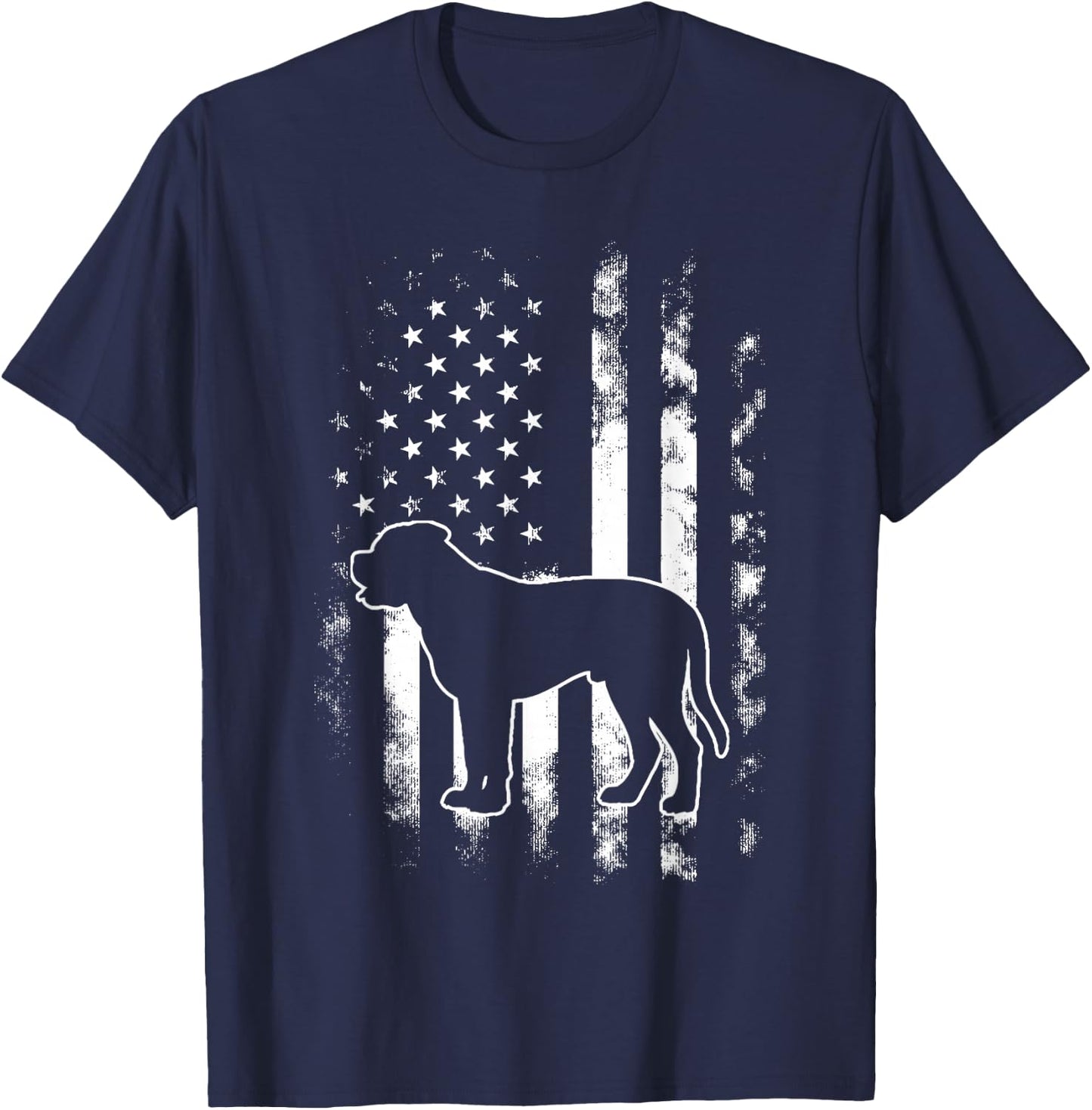 American US Flag Bull Mastiff T-Shirt - T-Shirt | Navy