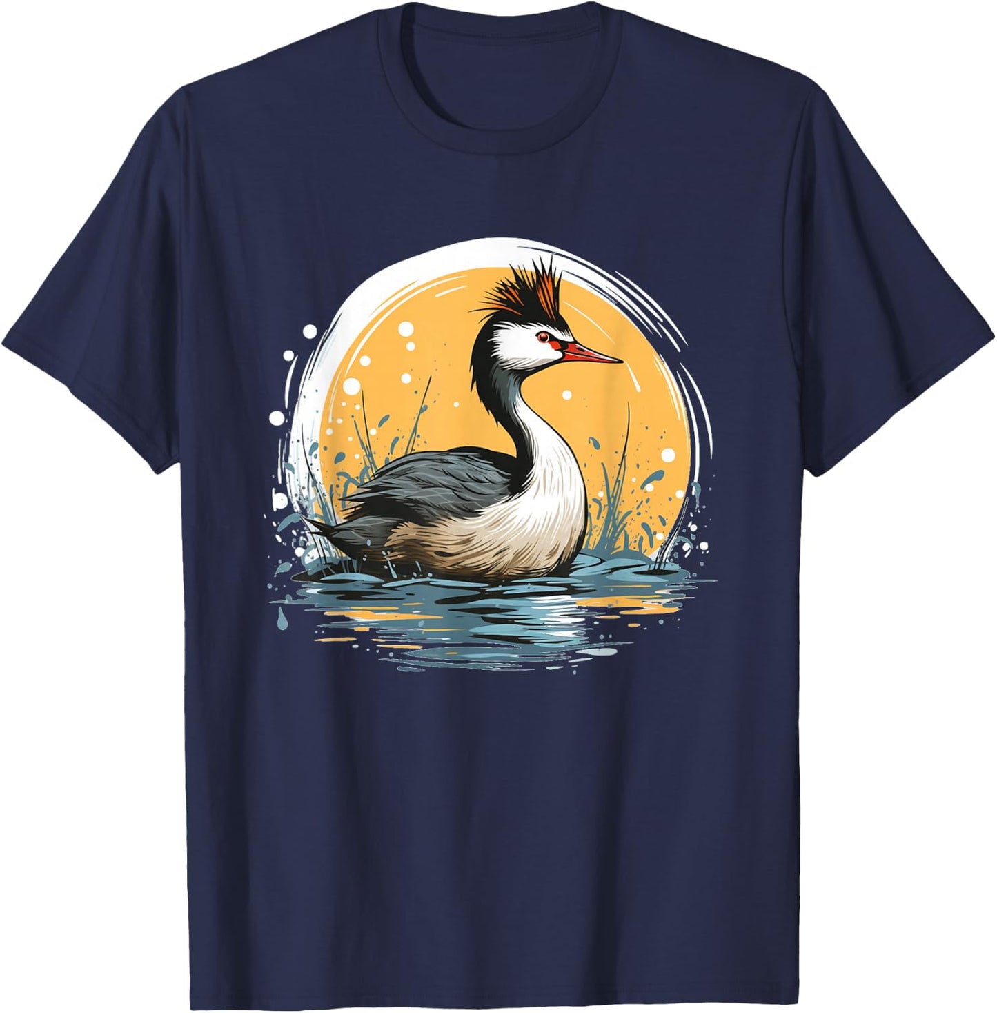 Cool looking Grebe Bird for Duck and birdwatching Lovers T-Shirt - T-Shirt | Navy