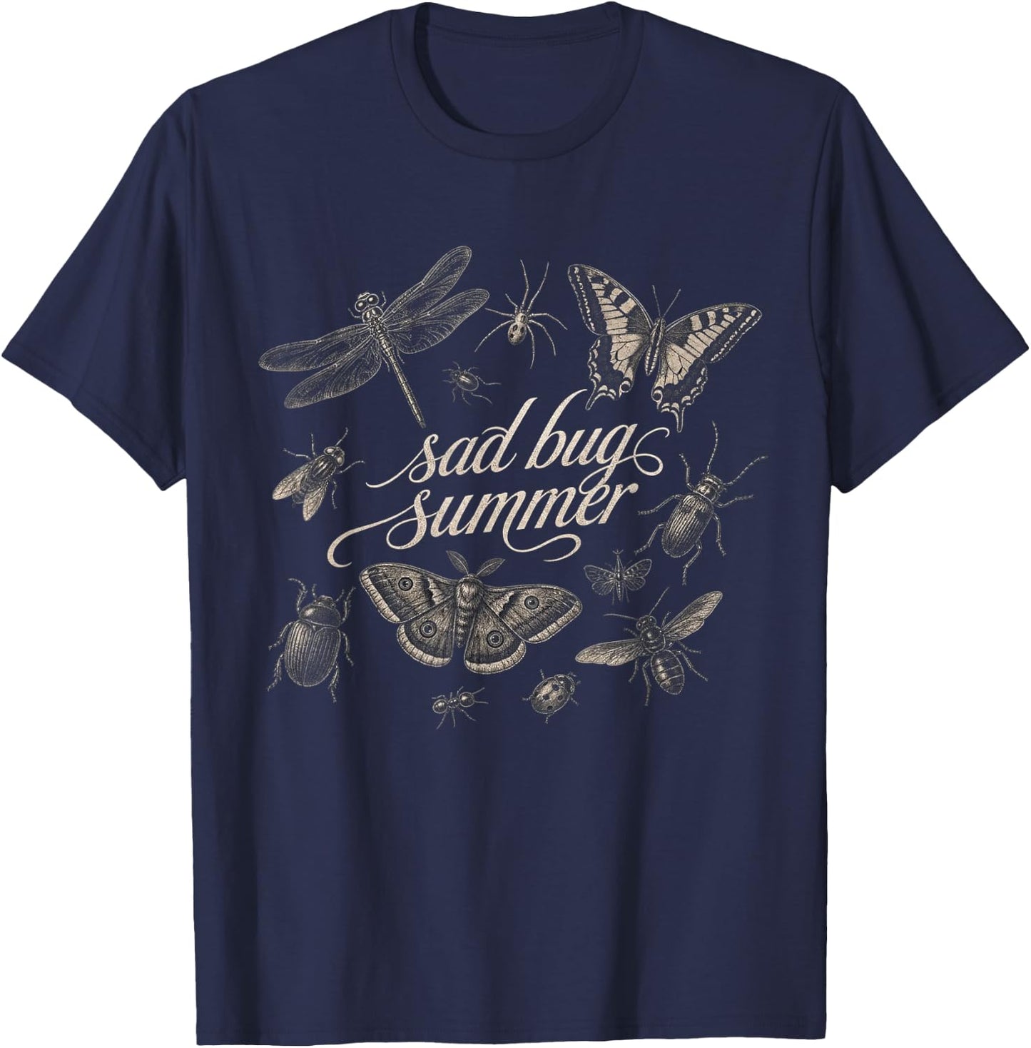 Sad Bug Summer Insects Lover T-Shirt - T-Shirt | Navy