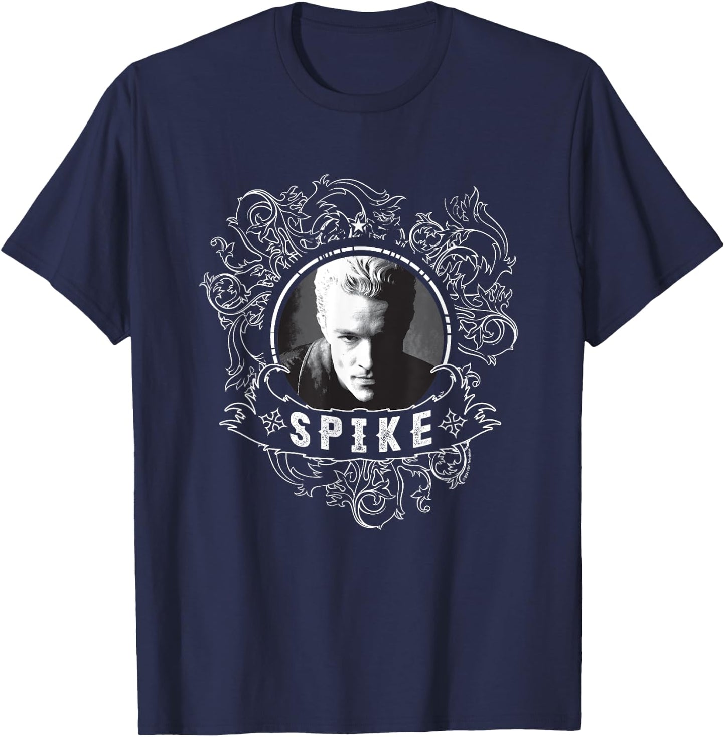 Buffy The Vampire Slayer Spike Faded Face Vintage Portrait , Black, S T-Shirt - T-Shirt | Navy