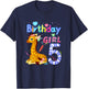 Giraffe Birthday For Girl 5th Giraffe Birthday 5 Year Old) T-Shirt - T-Shirt | Navy
