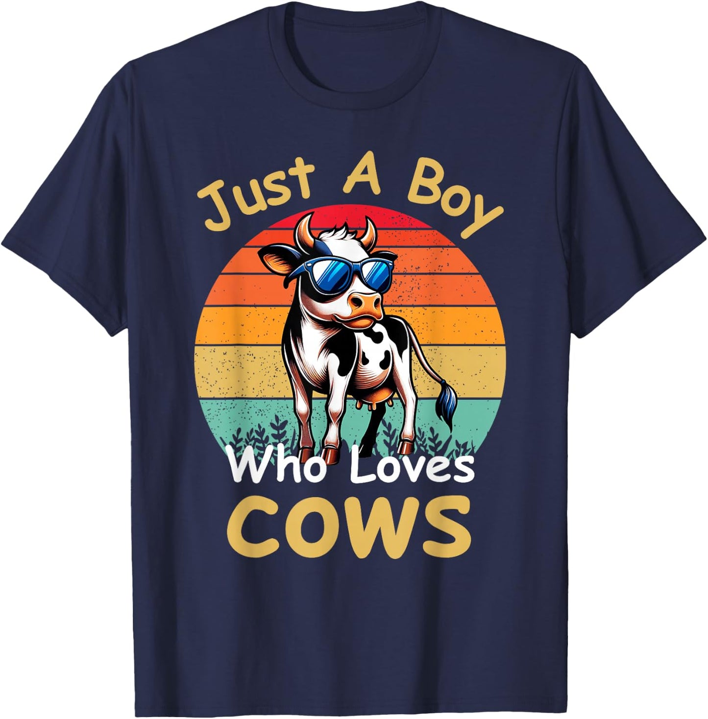 Just A Boy Who Loves Cows for Boys Kids Funny T-Shirt - T-Shirt | Navy