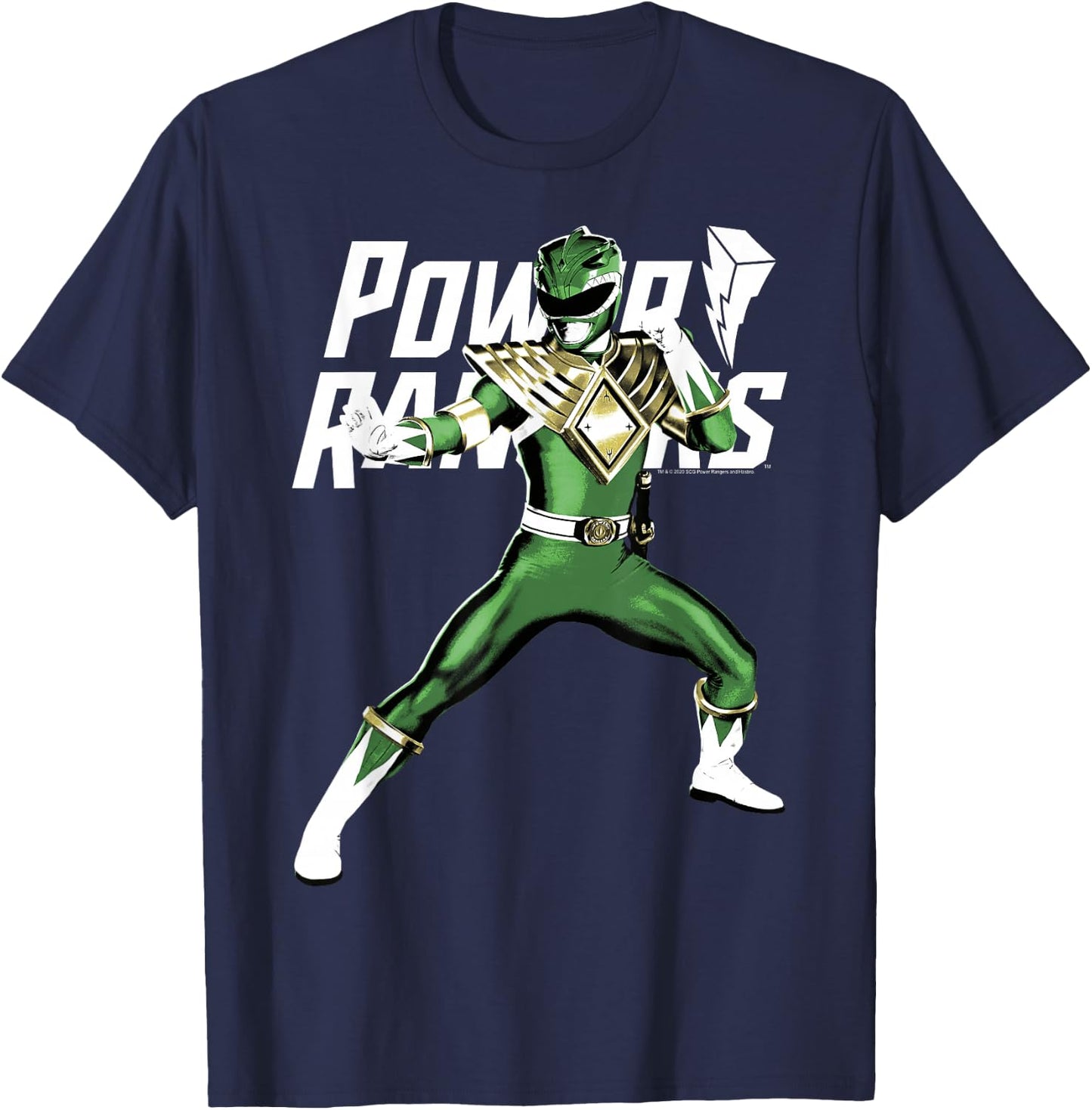 Power Rangers Green Ranger Karate Action Pose Logo T-Shirt - T-Shirt | Navy