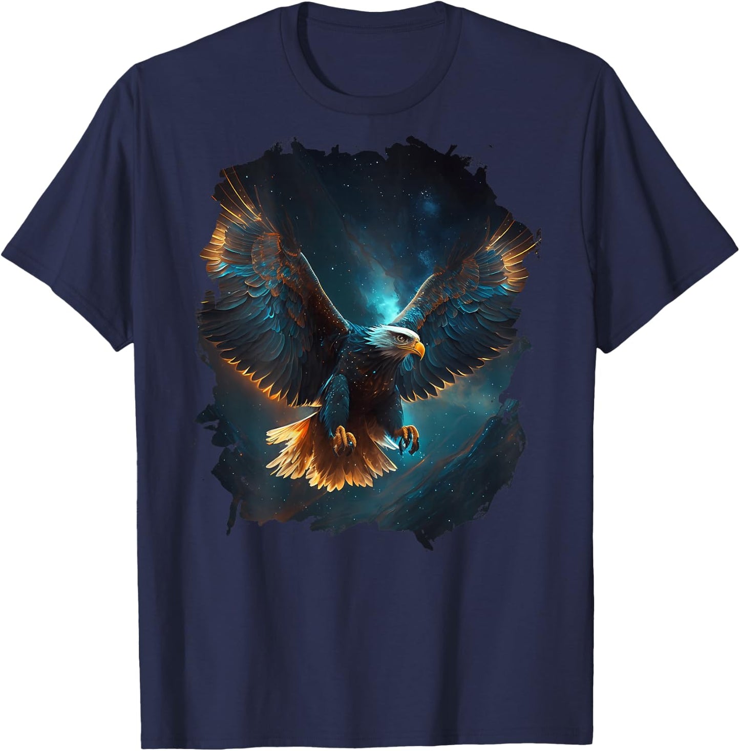 Backprint with German Text "Der Majestic Eagle im Sternen Himmel" (German Language), black T-Shirt - T-Shirt | Navy