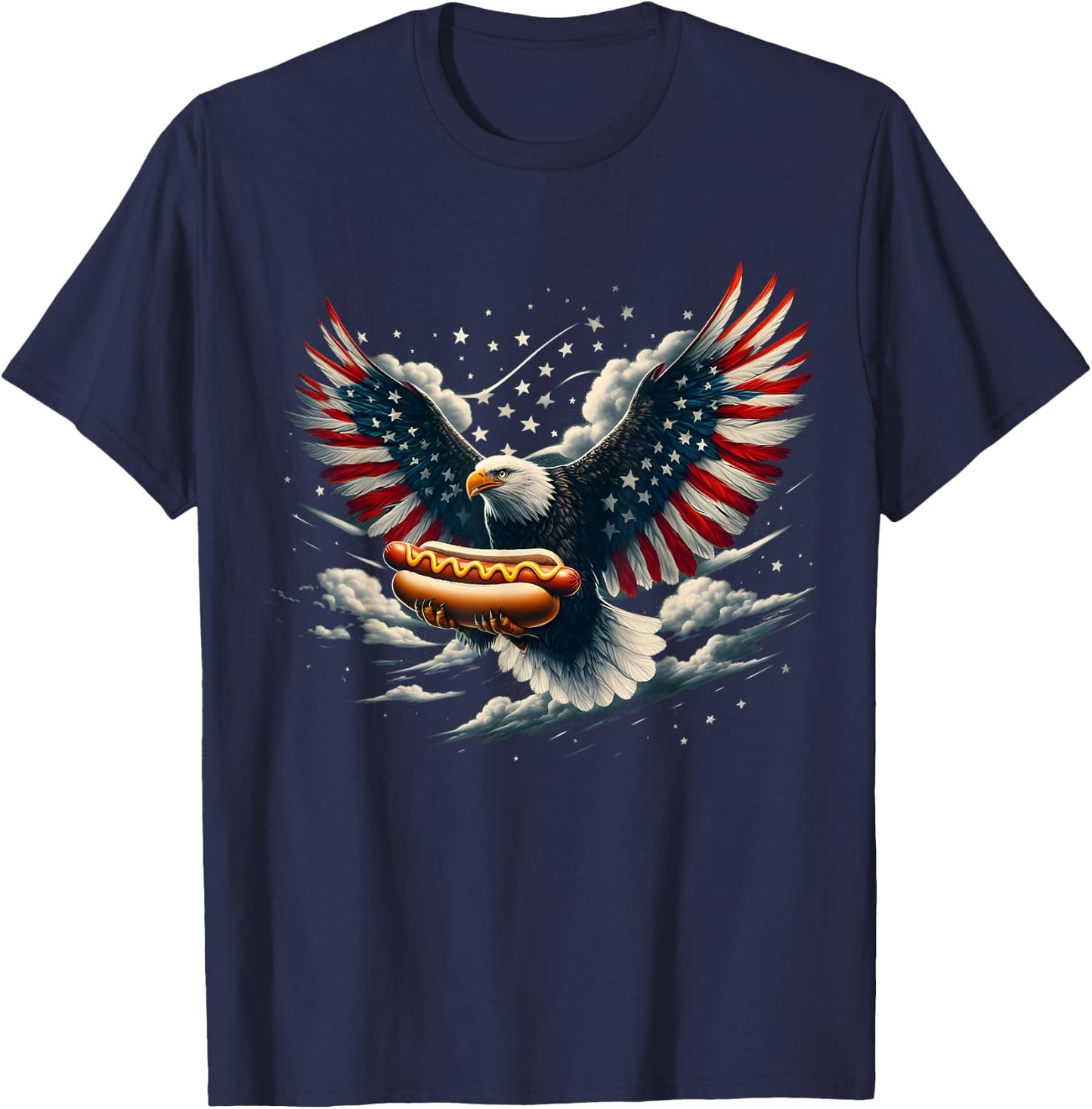 Eagle Hotdog 4th of July Patriotic American Flag Usa T-Shirt - T-Shirt | Navy