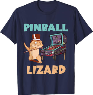 Pinball Game Pinball Player Flipper Ball Pinball Lizard T-Shirt - T-Shirt | Navy