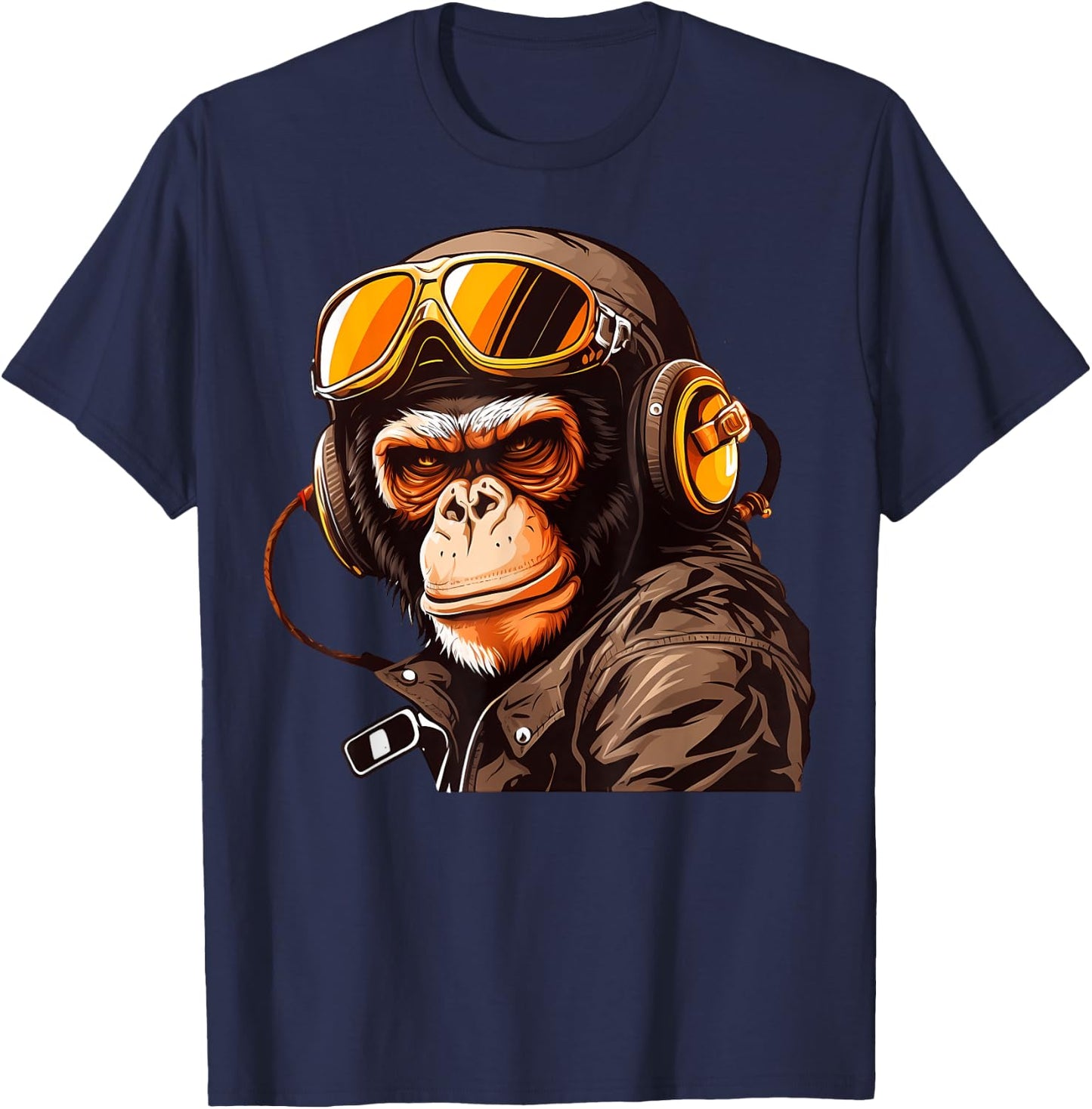 Cool Gorilla Monkey Ape In Sunglasses Pilot Flight Racing T-Shirt - T-Shirt | Navy