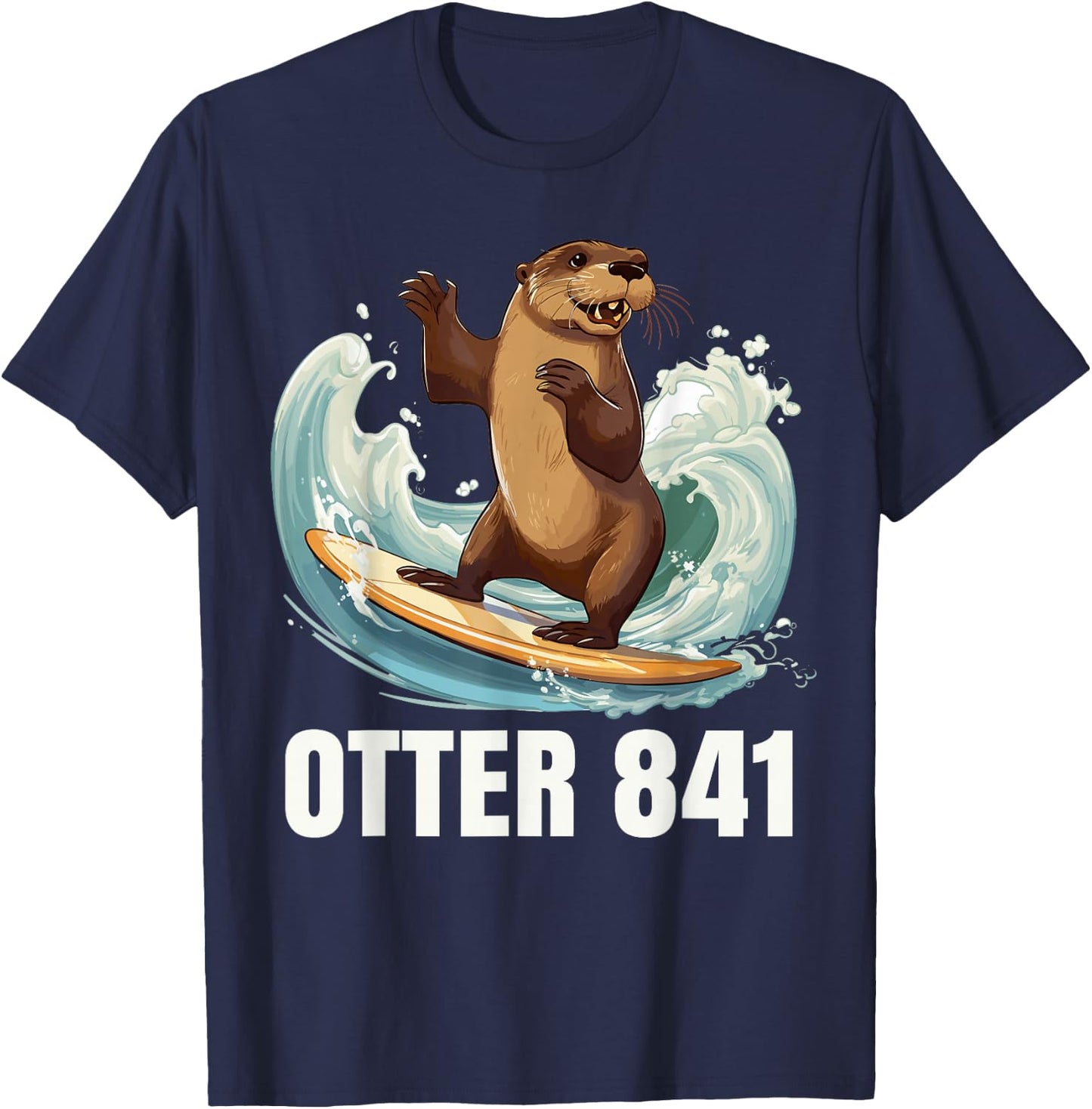 Surfing Otter 841 California Sea Otter 841 T-Shirt - T-Shirt | Navy