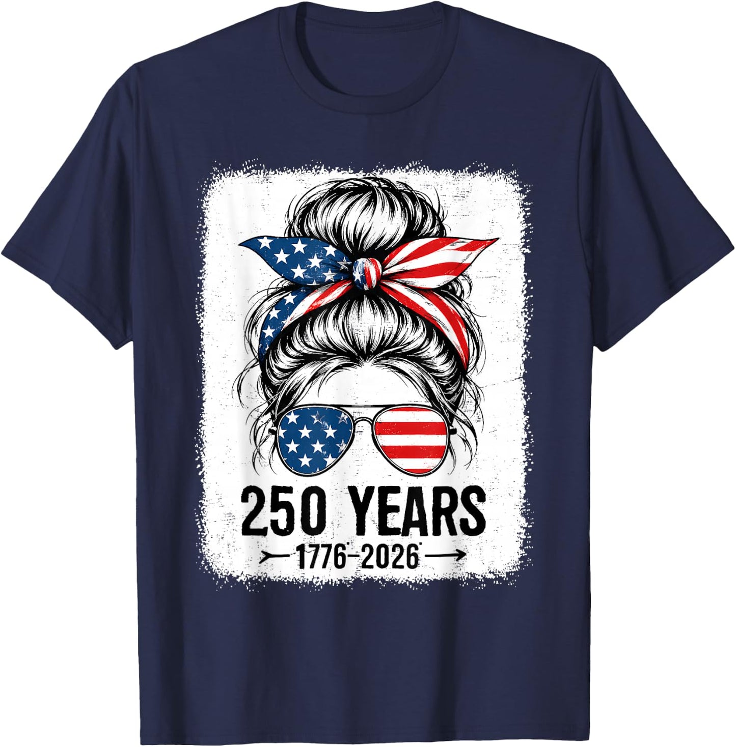250 Years America Women 250 Anniversary USA 4th of July Girl T-Shirt - T-Shirt | Navy