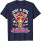 Pink Bow Giraffe Heart Glasses Just A Girl T-Shirt - T-Shirt | Navy