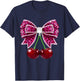 Cherry Leopard Coquette Bow Cute Cherries T-Shirt - T-Shirt | Navy