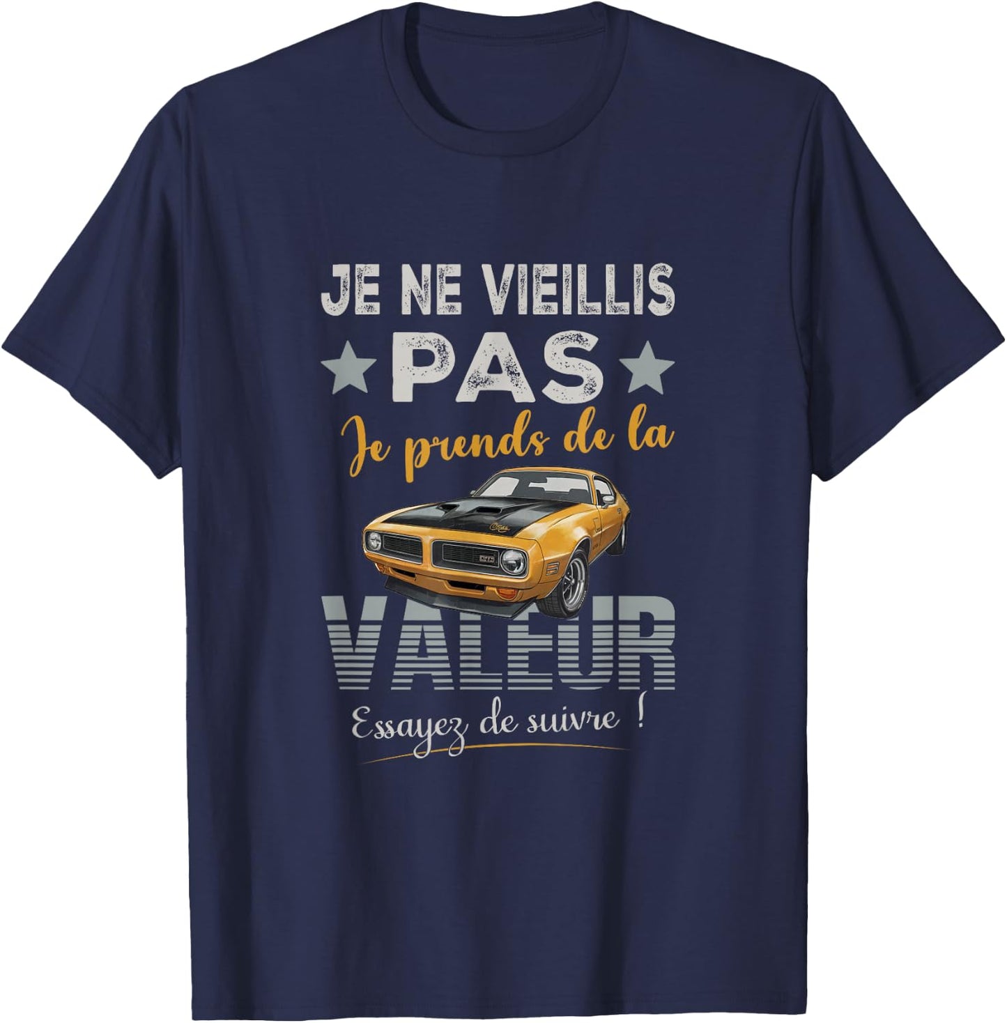 Car Collection Quote Funny Man Vintage Automobile , Black, S T-Shirt - T-Shirt | Navy