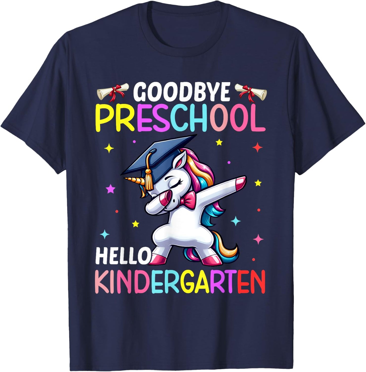 Graduation Goodbye Preschool Hello Kindergarten Unicorn T-Shirt - T-Shirt | Navy